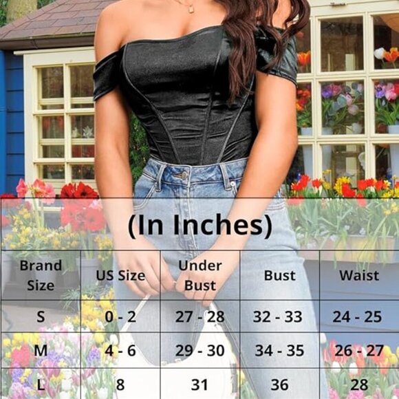 Satin Corset Top,Strapless Off Shoulder - Picture 6 of 6